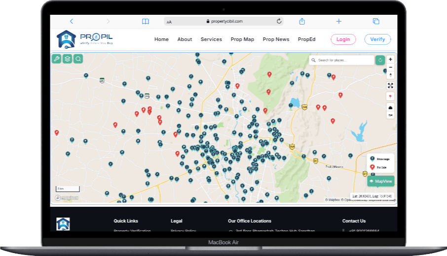 PropMap feature preview showing properties on a map